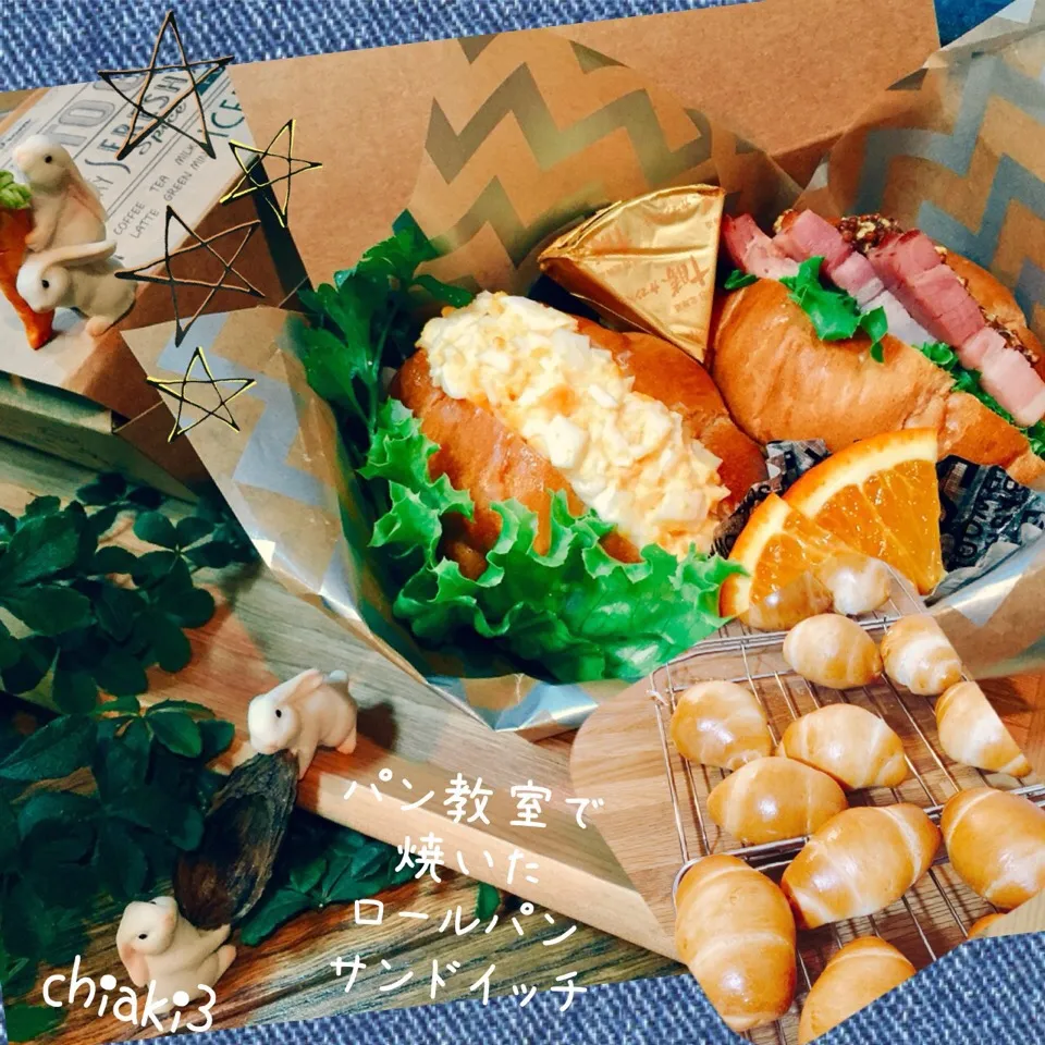 娘とわたしのランチ 🥐0614🌞
#ロールパンサンド
#荻山和也先生のパン教室|chiaki3（平川ちあき）さん