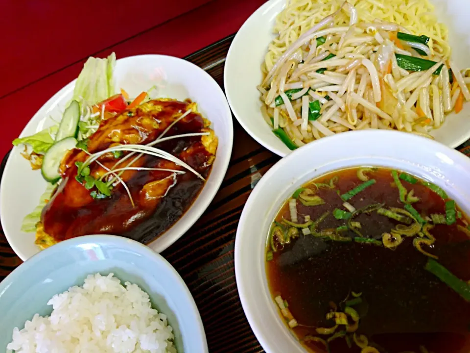 ランチ かに玉ライスとつけ麺|まぐろさん