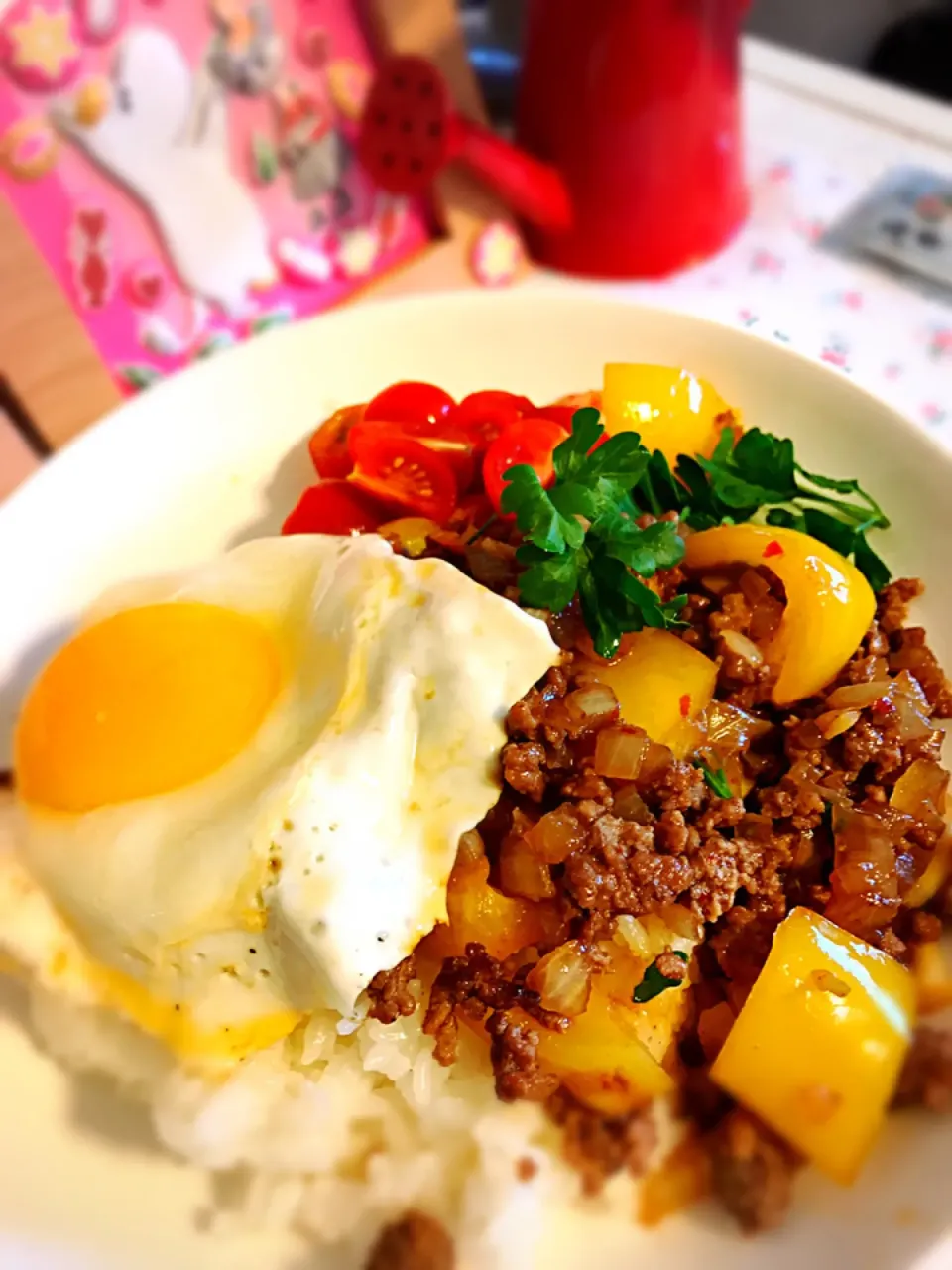 本日のお昼ごはん(*^^*)ガパオライス🐘🍚|ちゃーさん