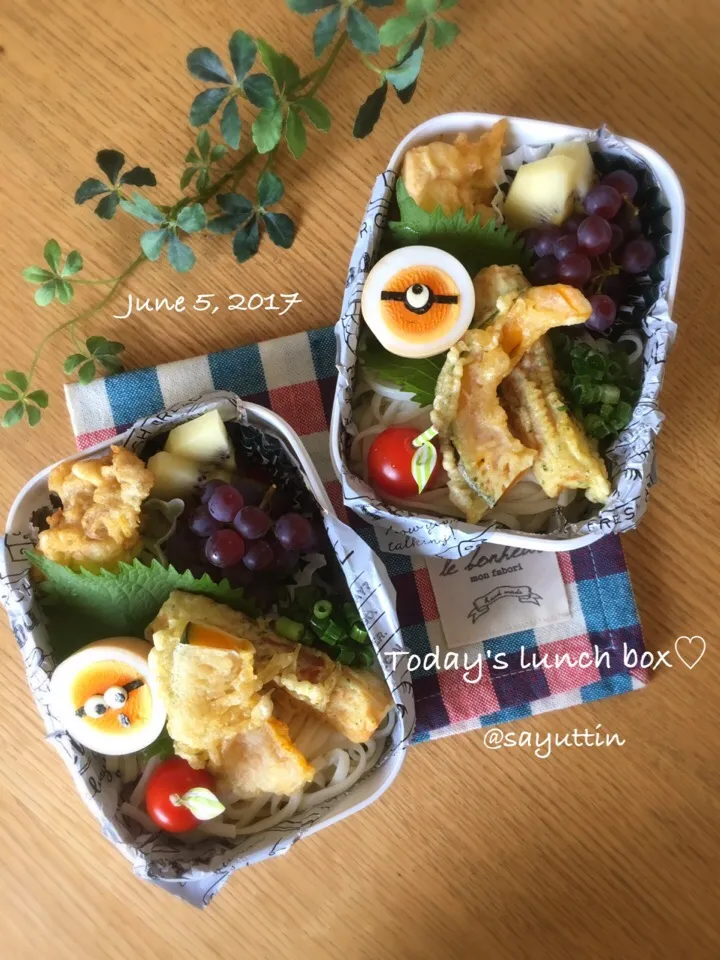 天ぷらとミニオンの冷やしうどん弁当♪|sayu♡さん