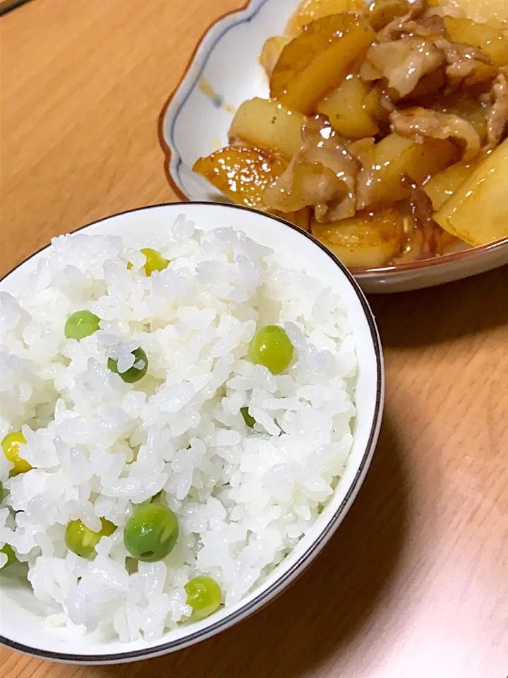 豆ご飯と豚バラ大根|sinさん