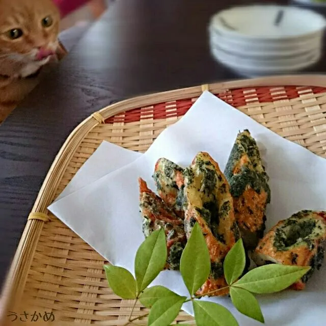 お茶の葉揚げ|うさかめさん