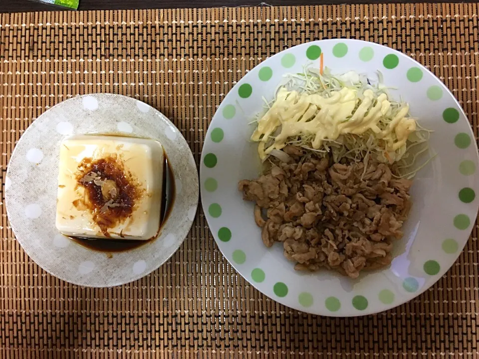 豚肉の生姜焼き•冷奴|ばーさんさん