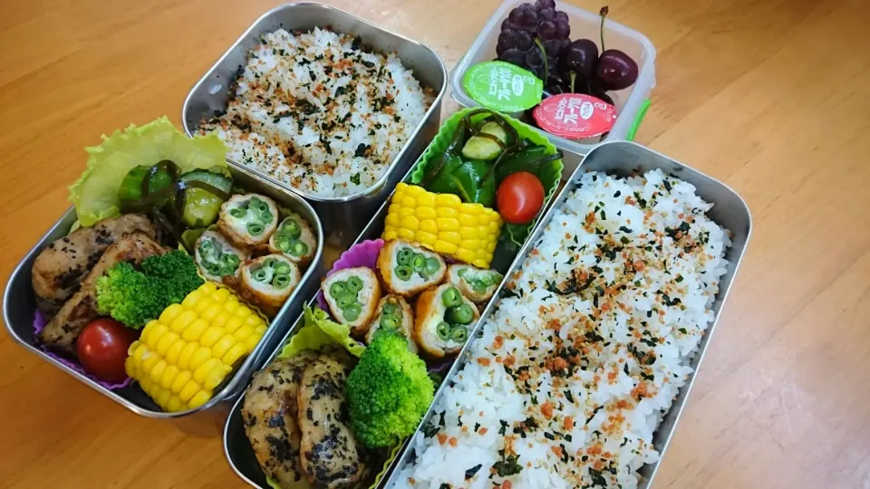 6月15日いんげんチーズ肉巻きとバジルレモンチキン弁当|あけみさん