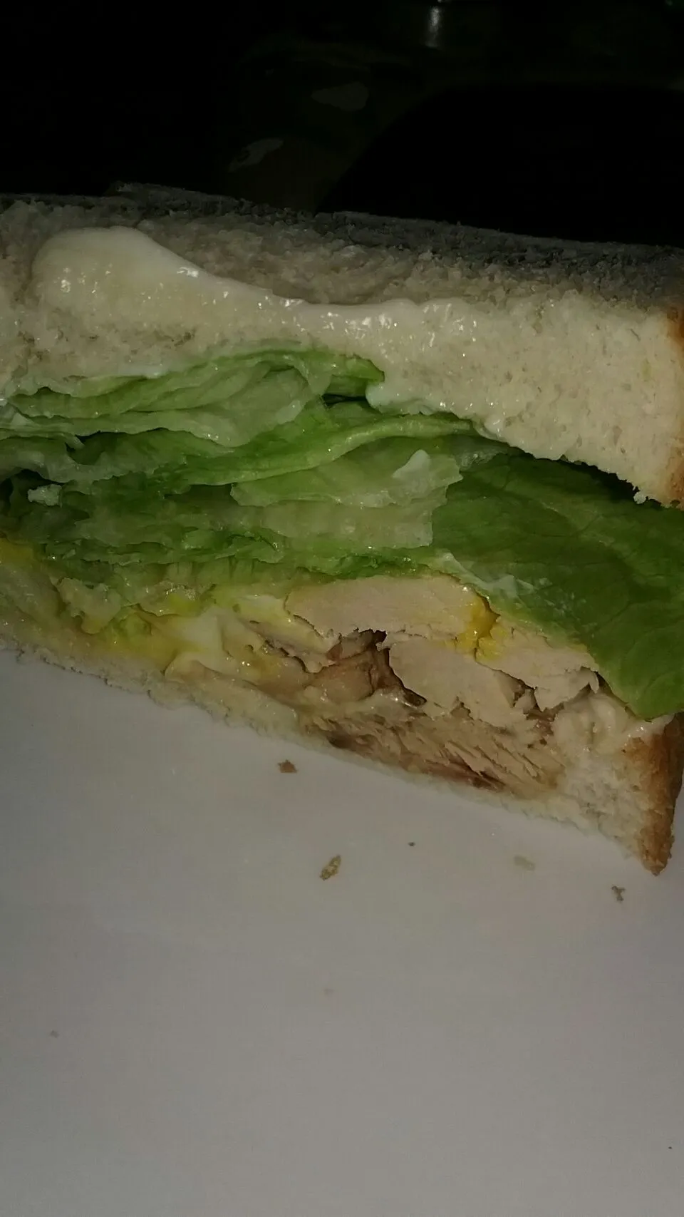 roasted chix and iceberg sandwich with mustard and mayo.|Polly Gelfusoさん