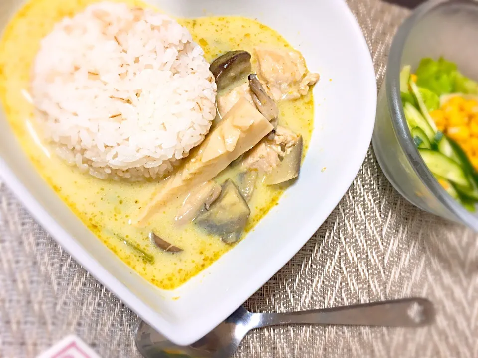 ナスとタケノコのグリーンカレー🍛🍴|🐱まみちゃぴ🐶さん