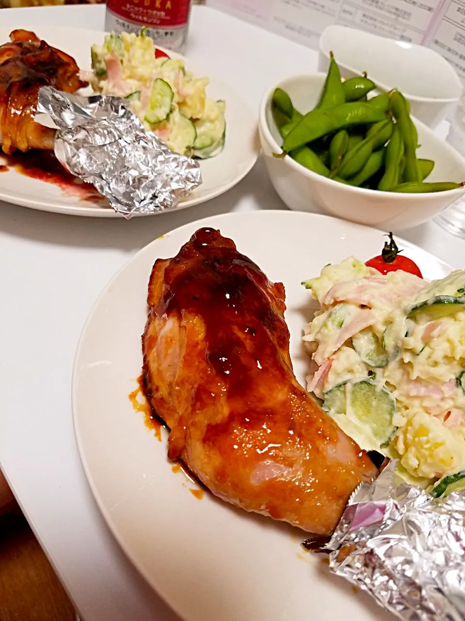 鶏の照り焼きとポテサラじゃけん!!|まぁちさん