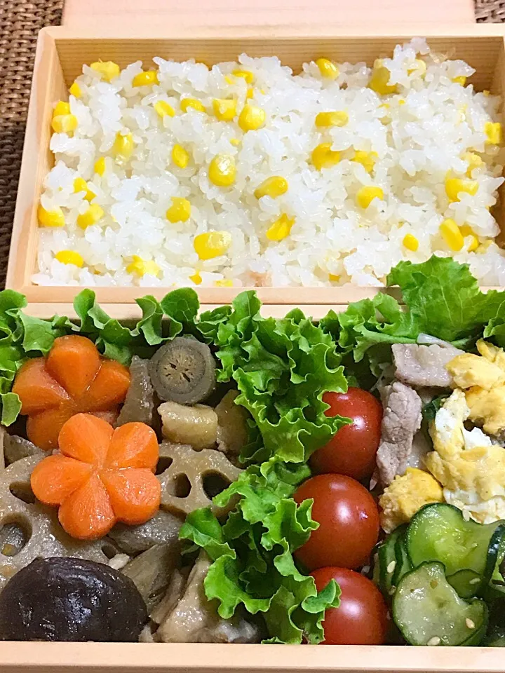 オヤジ弁当 とうもろこし🌽ごはん|Yukari Egutiさん