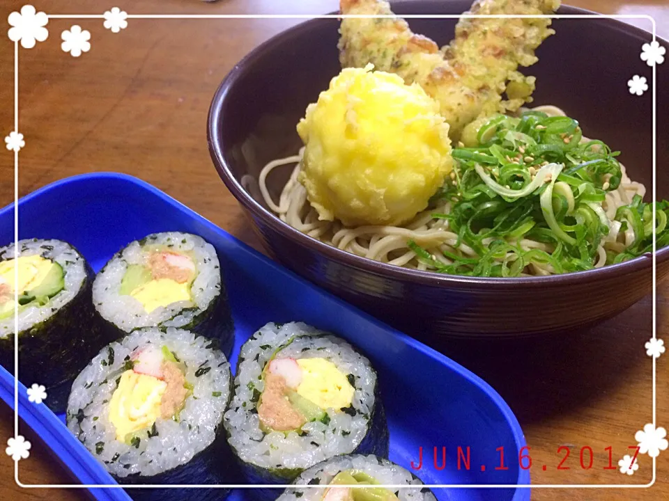 Snapdishの料理写真:チクタマ蕎麦&わかめご飯の海苔巻き🍱٩(*˘ ³˘)۶❤|BOSS.あーちゃんさん