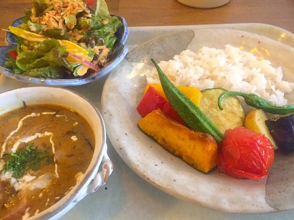 タイカレーランチ🍛ブールバール青梅河辺 素揚げ野菜がとても美味しい|モモさん