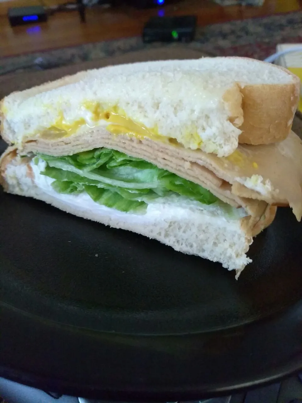 tofurkey turkey, mayo, mustard, and lettuce on big soft bread!!|Polly Gelfusoさん