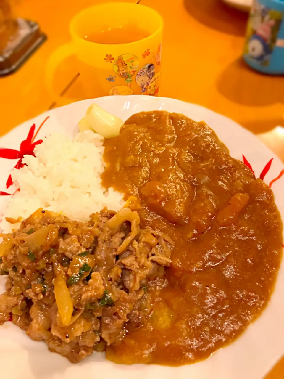 カレー＆プルコギ焼肉  らっきょうの塩漬け  麦茶|ch＊K*∀o(^^*)♪さん