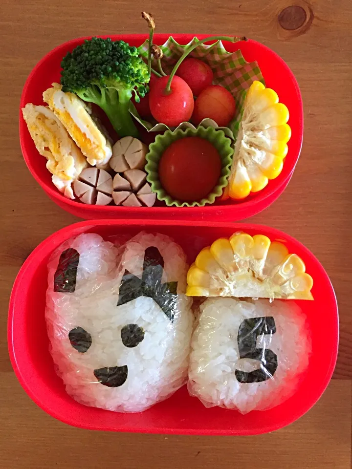 【年中お弁当】5歳お誕生日☆絵心ない海苔アート|りんごさん