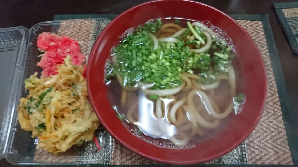 かき揚げ&紅生姜天うどん|まぐろさん