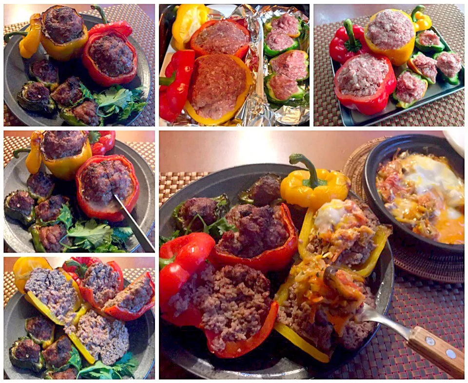 Etli Biber Dolması♨️ｴﾄﾘ ﾋﾞﾍﾞﾙ ﾄﾞﾙﾏｽ Stuffed peppers♨️ﾊﾟﾌﾟﾘｶ&ﾋﾟｰﾏﾝの肉詰め|🌈Ami🍻さん