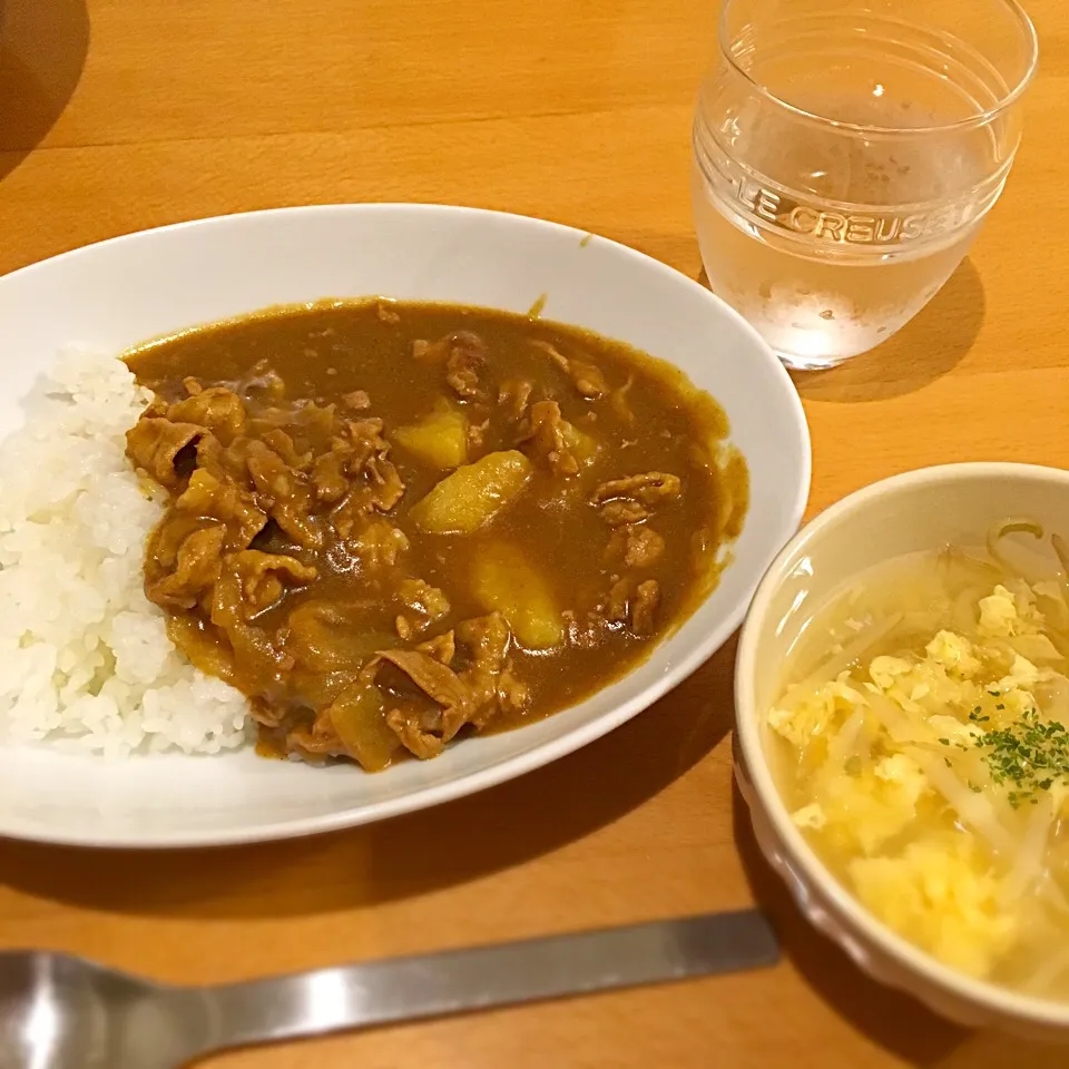 カレーライス、鶏がらスープ|あおさん