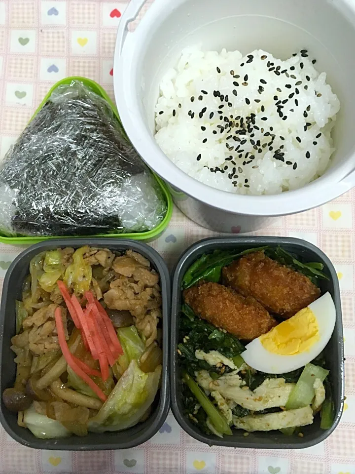 6月21日息子弁当
豚肉と野菜のニンニクタレ炒め
味噌カツ 小松菜と胸ハムのナムル
梅干のデカおむすび|オリーブさん