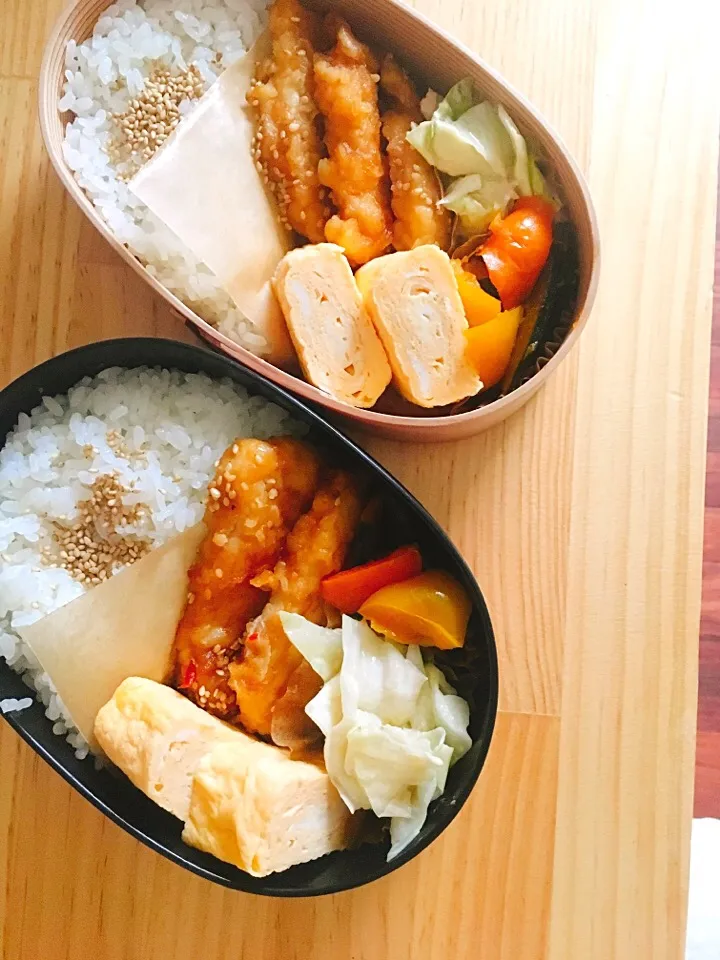 Snapdishの料理写真:今日のお弁当♡


#山本ゆりさんレシピ #ピリ辛チキンスティック#お弁当#曲げわっぱ#手作り|ゆかさん