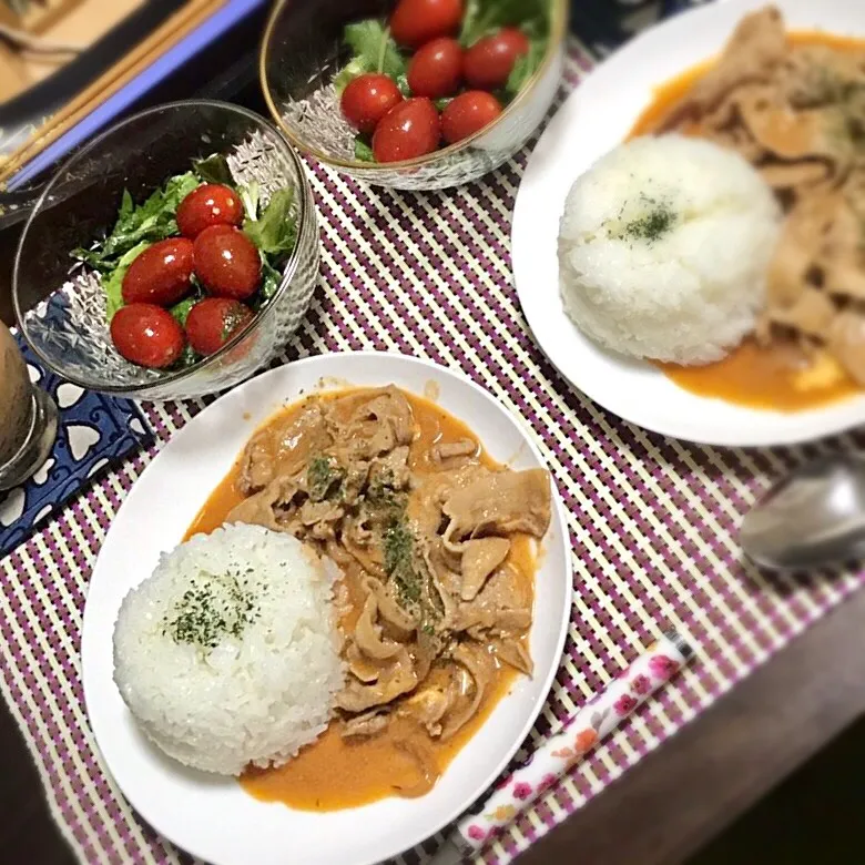 豚ばら肉でハヤシライス|おまめさん