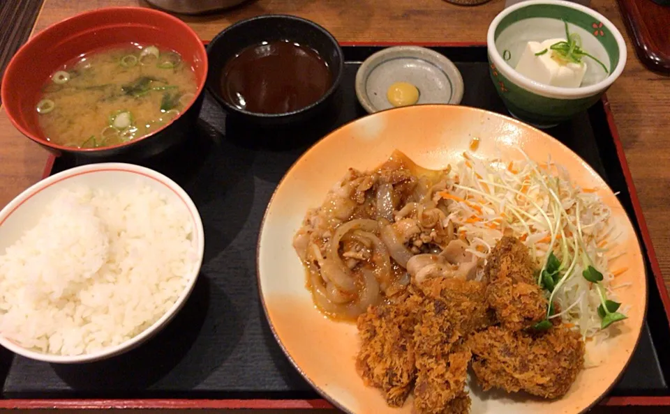 牛かつ&豚生姜焼き定食|るみおんさん