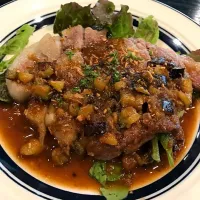 Snapdishの料理写真:豚肉のソテー
ナスとブルーチーズのソース|FukumotoKoji Fukumotoさん