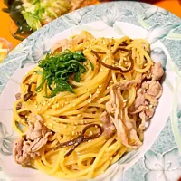 豚と梅しそ塩昆布のパスタ|Kさん