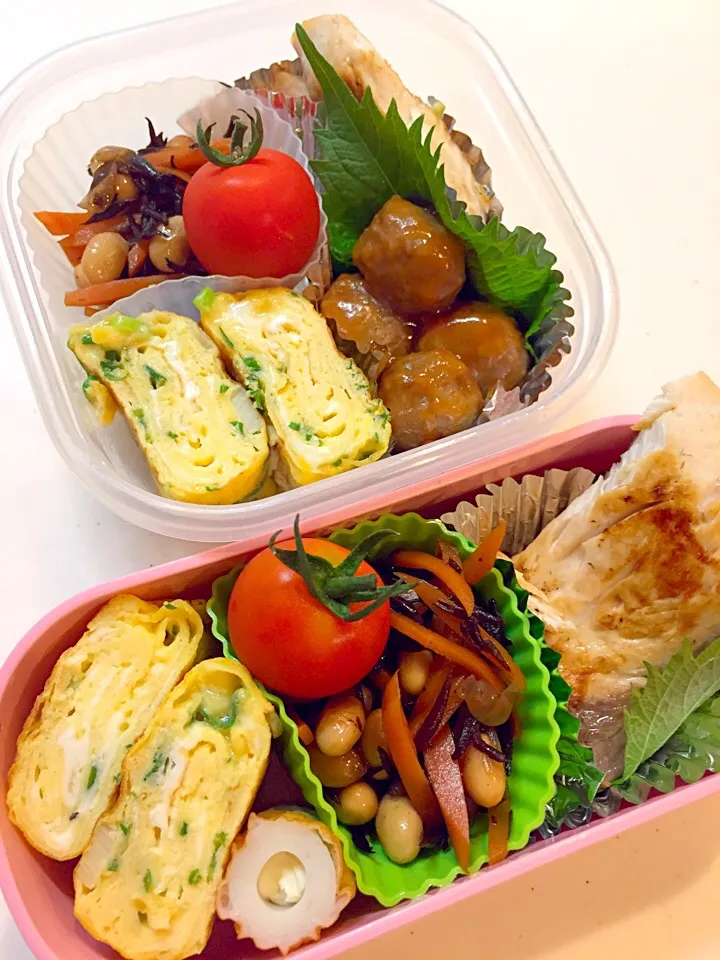 ♡今日のお弁当♡
#ブリの塩焼き#ひじきの煮物 #プチトマト#ネギ入り卵焼き#ミートボール#チーチク|りんりんさん