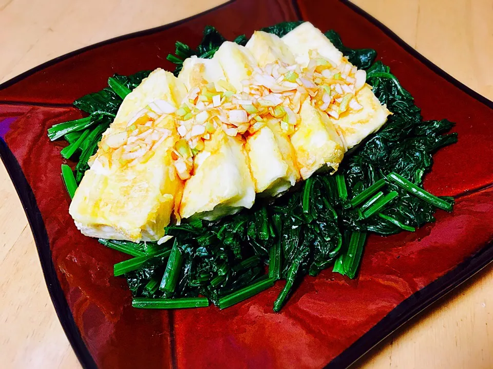 チョッパー＆ホヌさんの料理 焼き豆腐の中華風辛味だれ〜😋😋|じゅんけさん