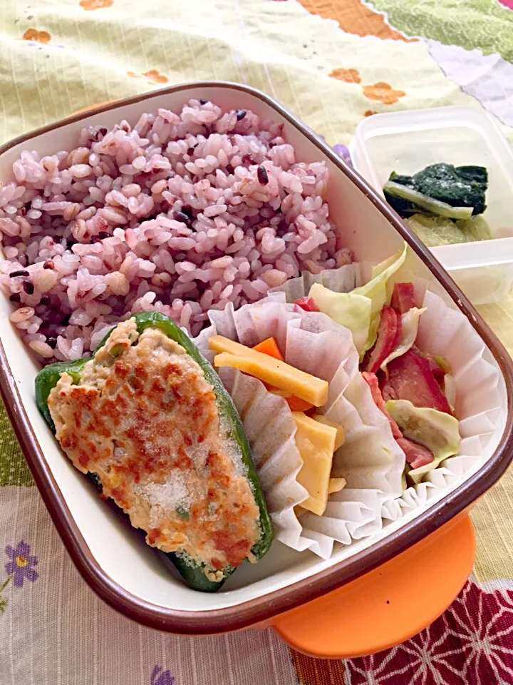 単身赴任の昼ごはん☀️♥(ˆ⌣ˆԅ)
🍱ピーマン肉詰め弁当🍴
ピーマン肉詰め
スモーク馬タンとキャベツ炒め
タケノコのメンマ風の
野沢菜漬
麦ご飯
ワカメととろろ昆布のスープ|ぽんたさん