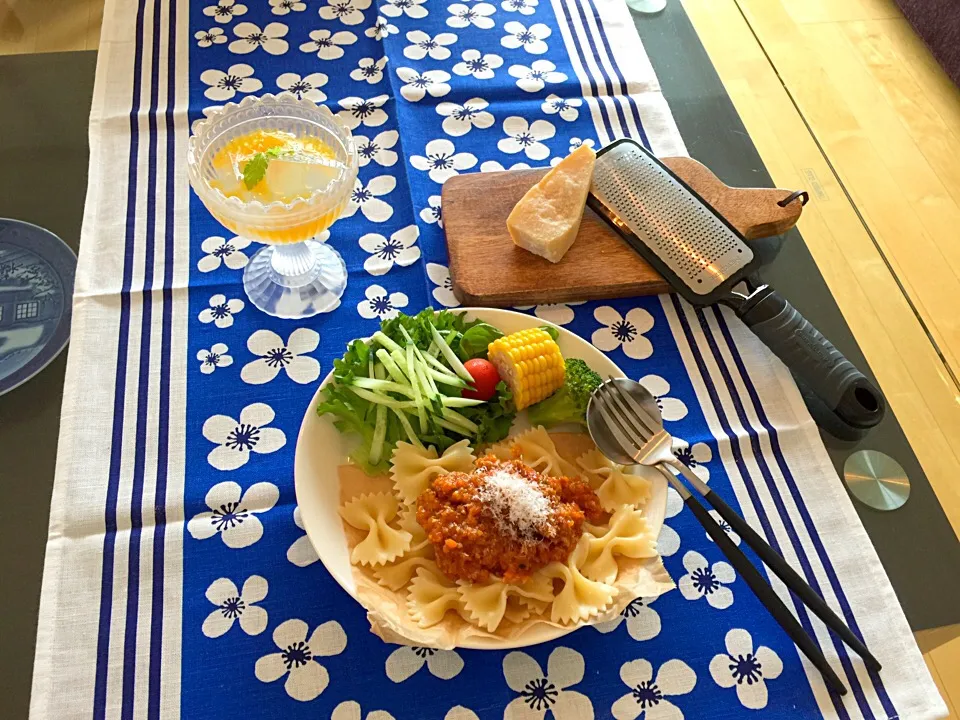 ミートソースパスタ
サラダ
寒天|Hitomiさん