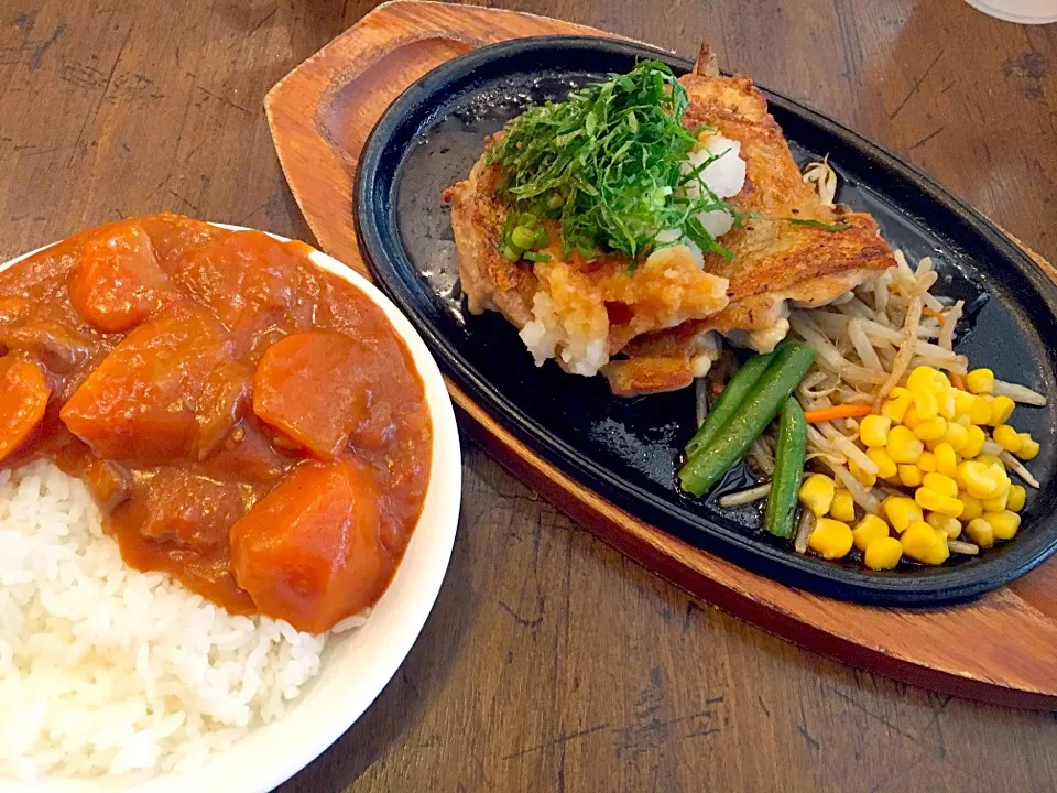 和風ジャンボチキン🐓ステーキ カレー食べ放題🍛|ゆうじ.さん