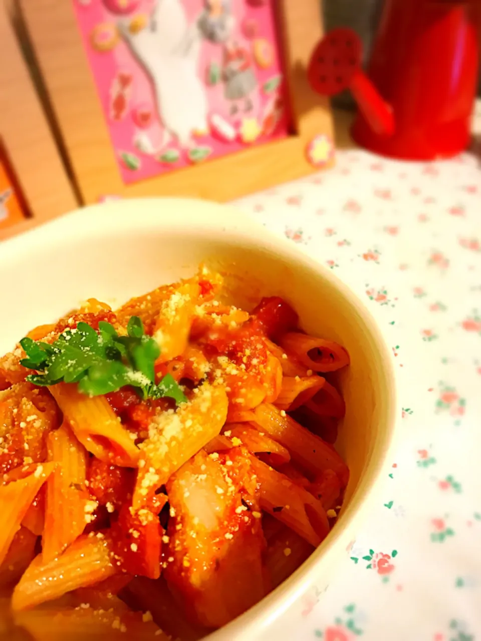 トマト🍅ソースでシンプルなショートパスタ🍝|ちゃーさん