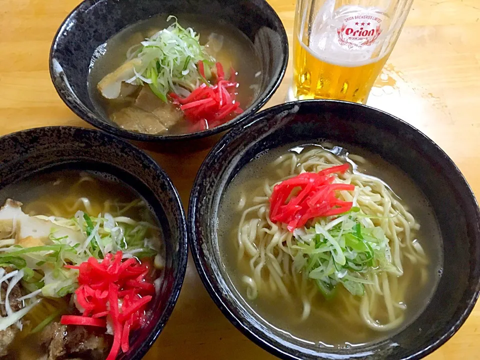 老舗のどらえもん国際通り店のソーキそば、宮古そば、三枚肉そばෆ⃛*:･꒰ ૢ●௰ ૢ●✩꒱麺もスープもとっても美味しかった✨❤️✨👍🏻|さくたえさん