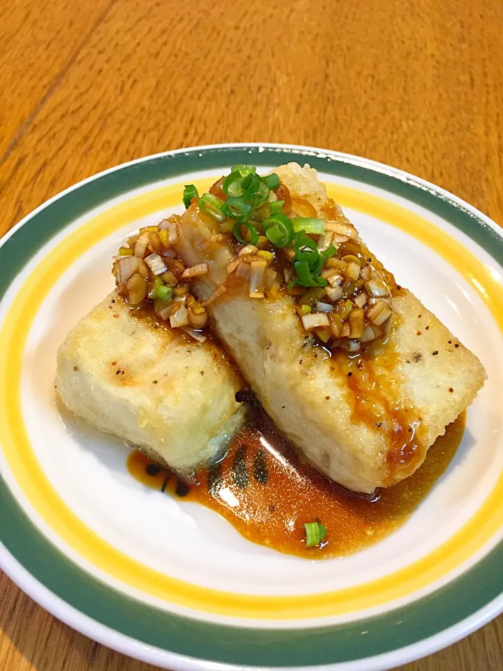 中華風ネギソース掛け豆腐|まつださんさん