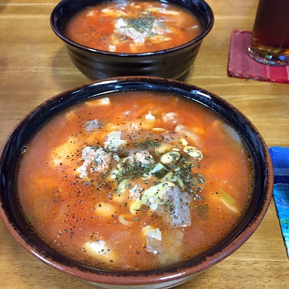 トマトラーメン🍜
トマト味薄過ぎで失敗(^_^;)|すかラインさん