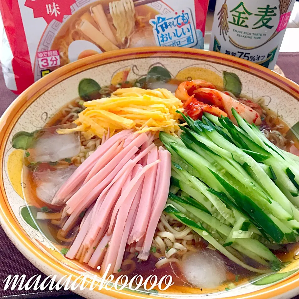 Snapdishの料理写真:サッポロ一番しょうゆ味de冷やしラーメン🍥|マイコさん