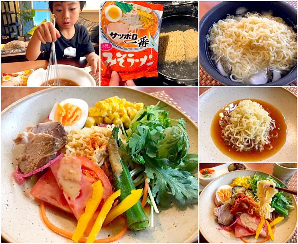 Snapdishの料理写真:Cold Miso soup Ramen🍜ｻｯﾎﾟﾛ一番de冷やし胡麻味噌ﾗｰﾒﾝ|🌈Ami🍻さん