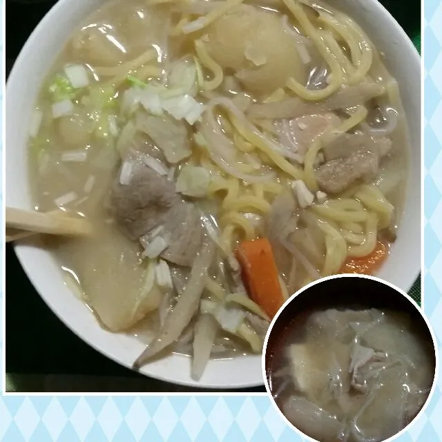 豚汁からのラーメン((笑))|こやっこさん