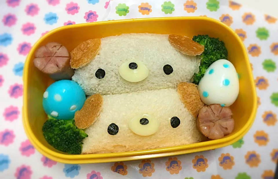 わんこサンドイッチ弁当#簡単弁当#お弁当|休日限定ままさん