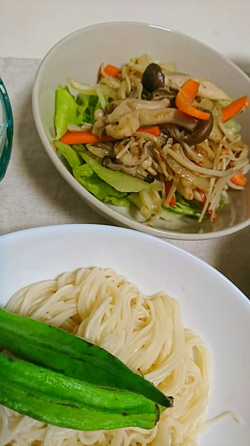 そうめん&きのこの炒め物|やのさん