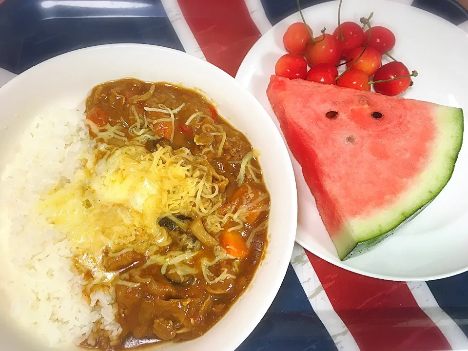 チーズカレー🧀🍛スイカ🍉さくらんぼ🍒|くろねこっく🐈‍⬛さん