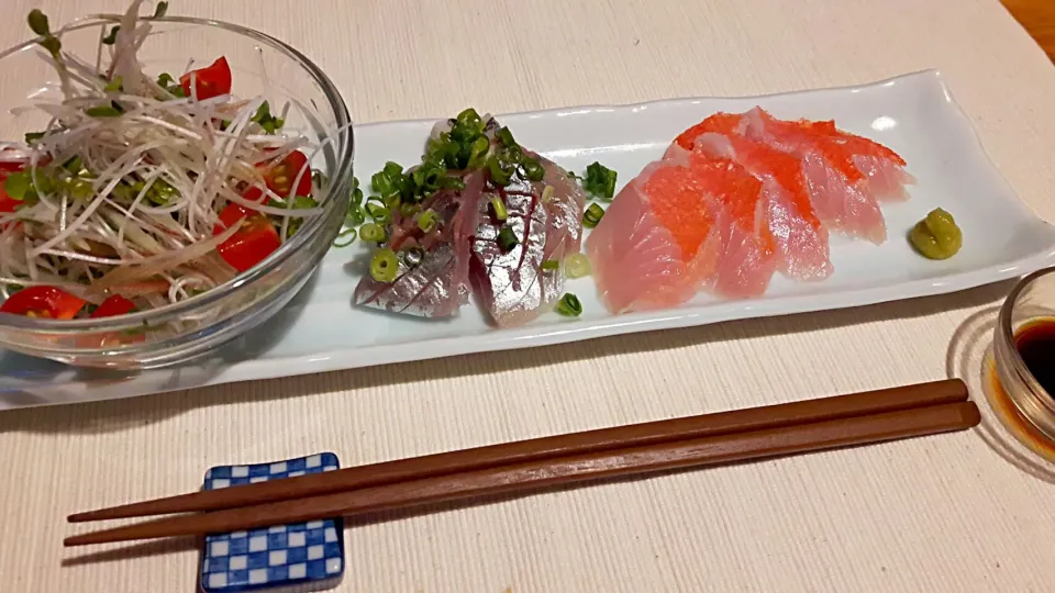 金目鯛と〆鯵のお造り☆|けんさん