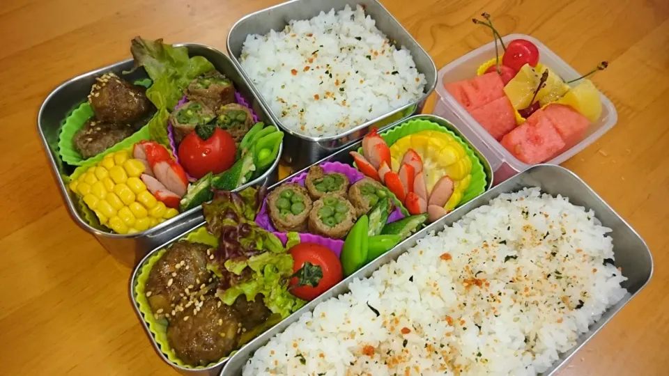 6月27日手作り肉団子といんげんの肉巻き弁当|あけみさん