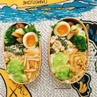 Snapdishの料理写真:ブロッコリーの芯のナムルと大根の皮のキンピラをのせた節約弁当|omatsuさん