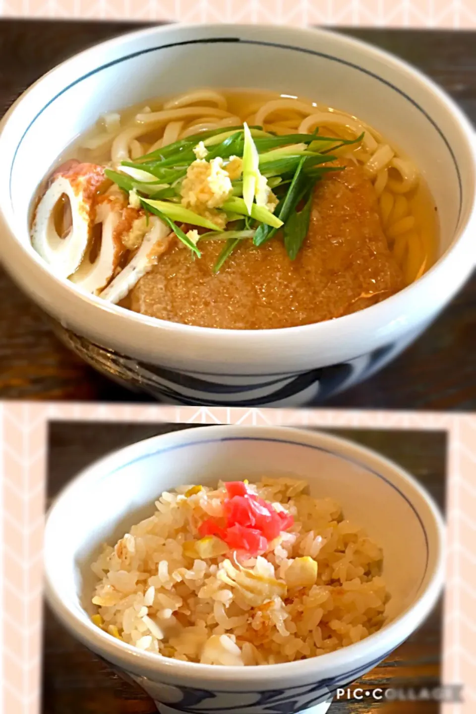 きつねうどん&筍ごはん
#炭水化物定食 #早めのランチ #おろし生姜 #紅生姜|mottoさん