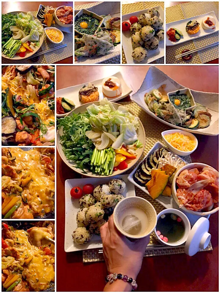 한국 요리🇰🇷Tonight Amigo's Korean Dinner🍴韓国料理<안티파스토･호박전&찌짐･주먹밥･치즈 닭갈비･미역꾹>|🌈Ami🍻さん