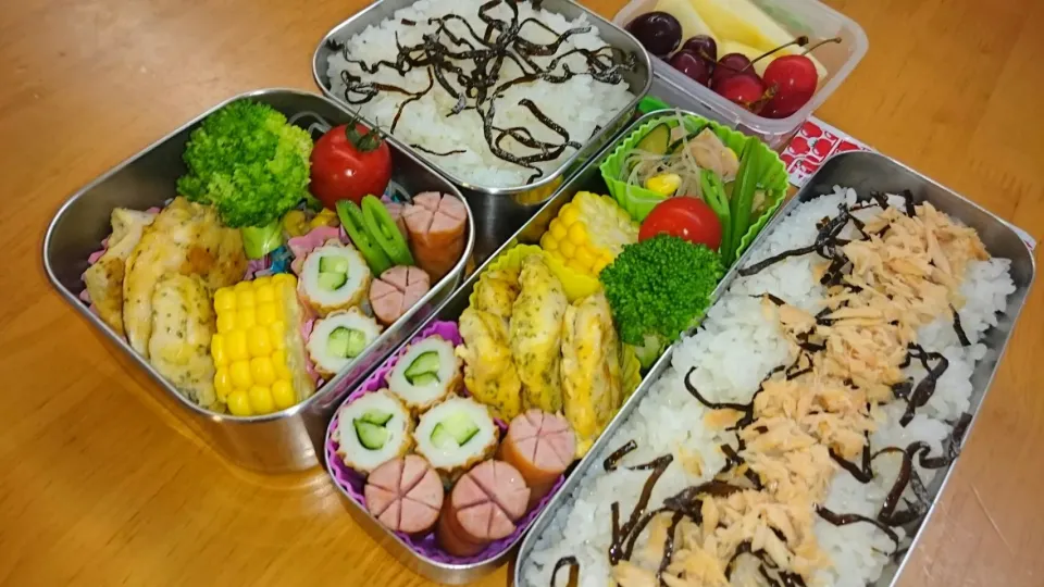 Snapdishの料理写真:6月28日鶏チーズピカタと春雨サラダ弁当|あけみさん