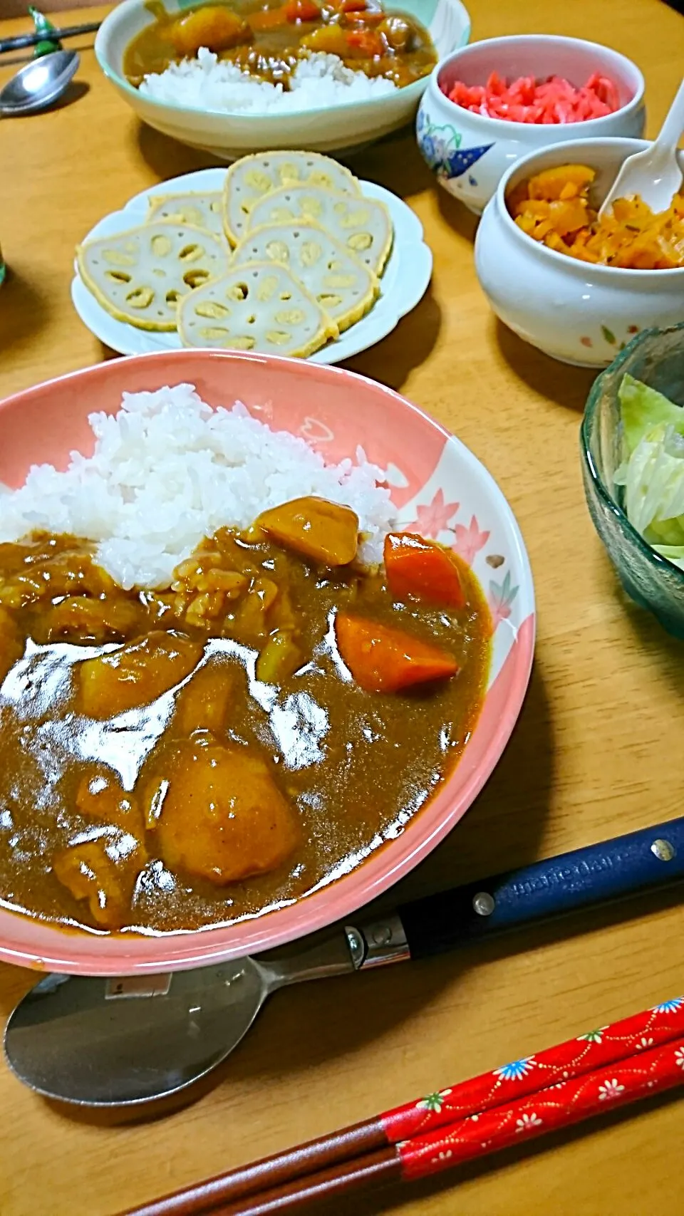 カレーライスとからし蓮根🎵|しまだ ちえこさん