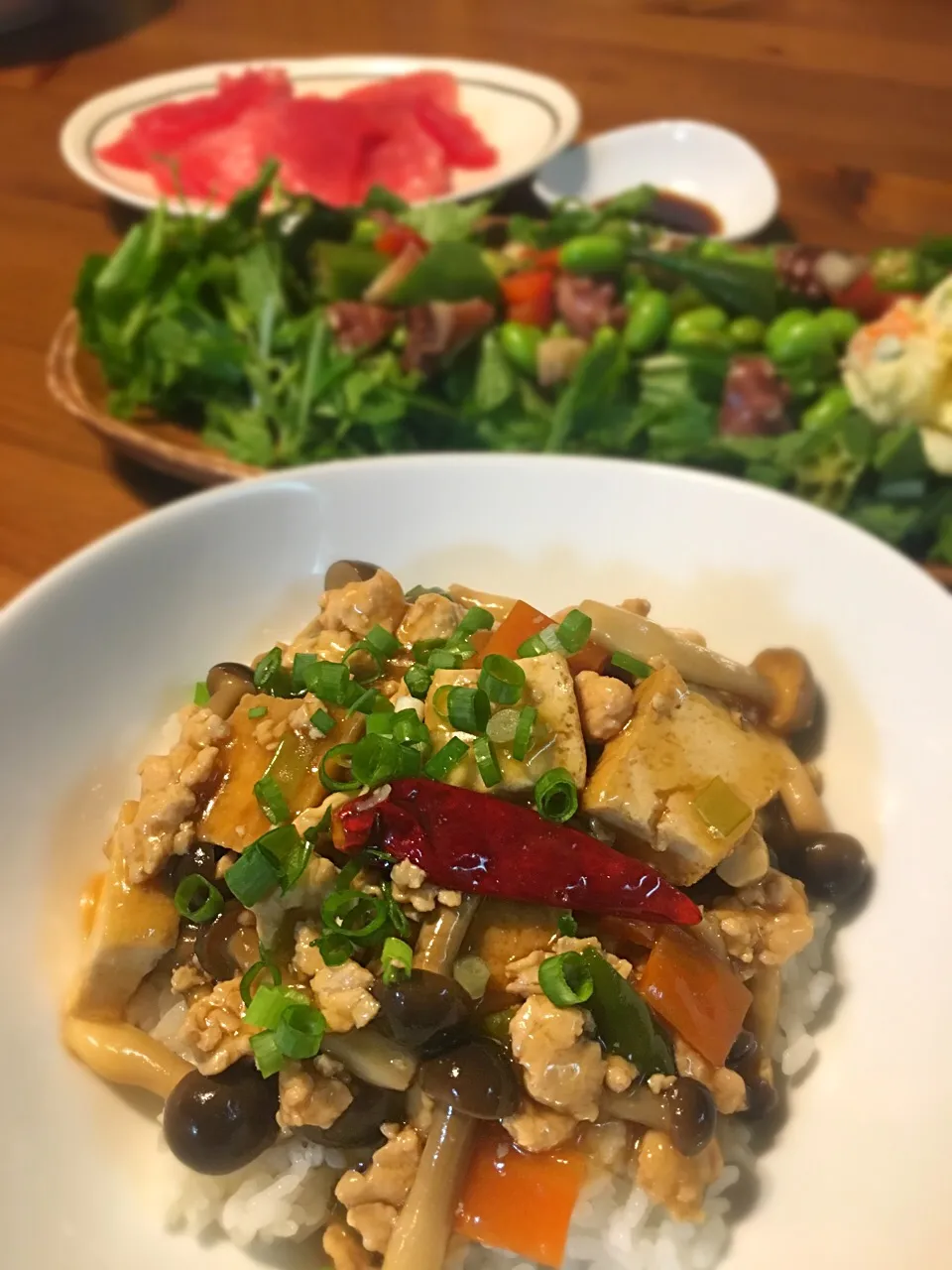 6/28の晩飯 餡掛け丼とサラダ|yoneさん