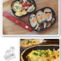 Snapdishの料理写真:咲きちゃんさんの料理 厚揚げと新玉ねぎの甘味噌チーズ焼き💖
トマト味噌🍅使ってみました😊

JK弁🌼2017.6.29(Thu.)
今日は、三匹の子ブタだブー🐽